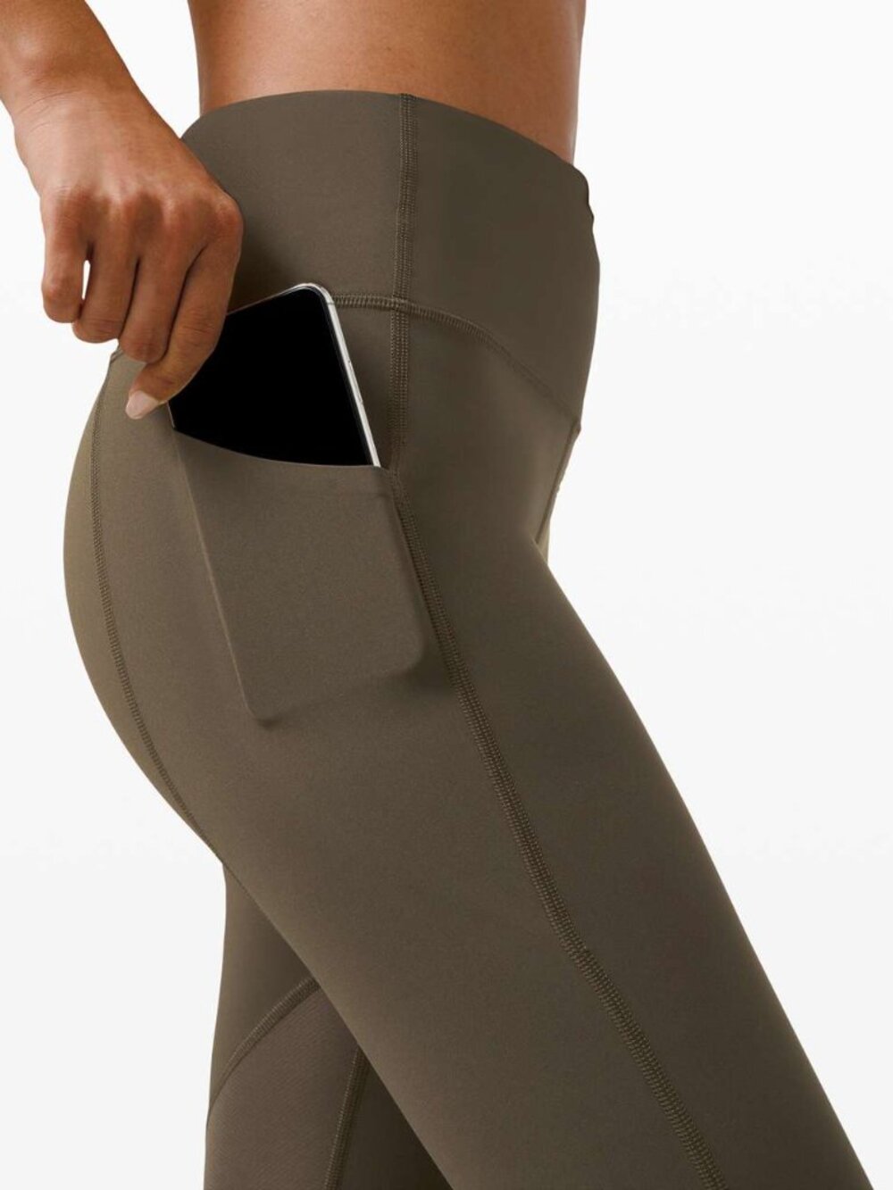 GENUINE Lululemon Pace Rival Crop 22" Leggings Dark Olive w/ pockets Size 4